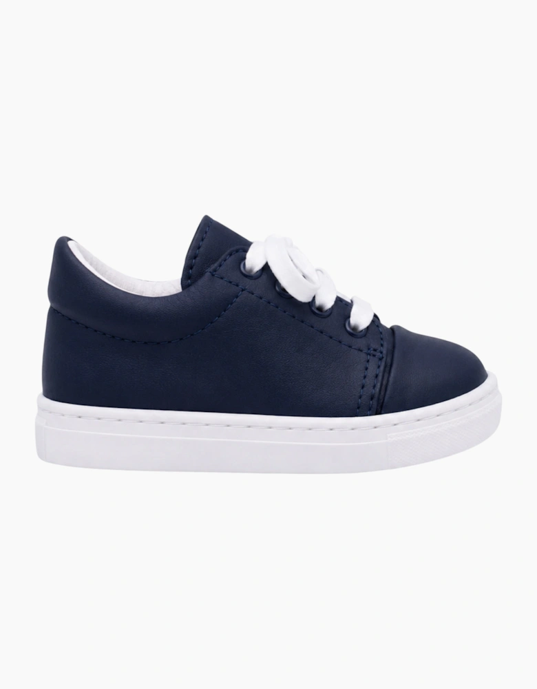 Navy Leather Santiago Trainers