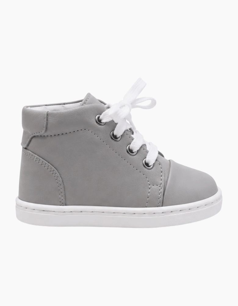 Grey Leather Danilo Hi-Top Trainers
