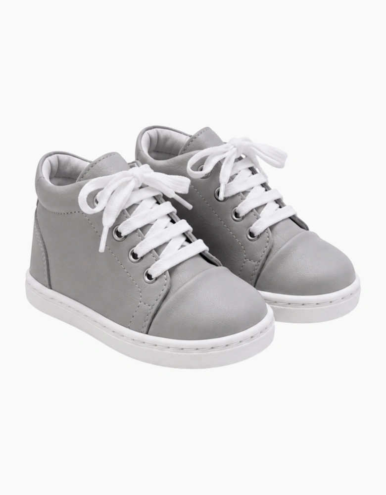 Grey Leather Danilo Hi-Top Trainers