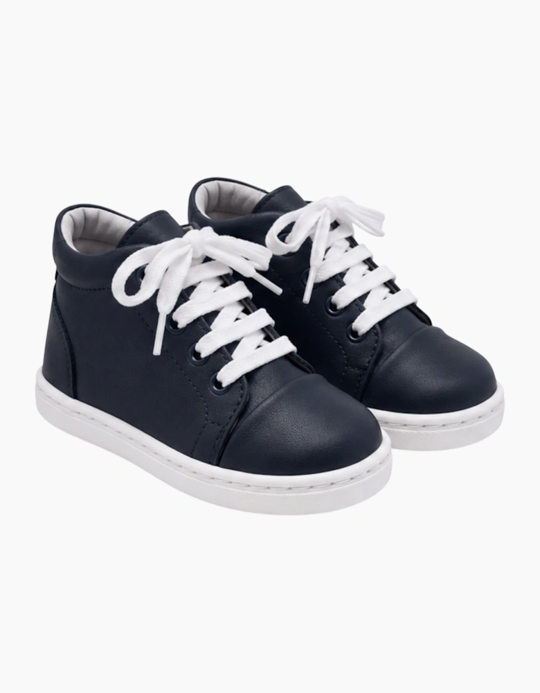 Navy Leather Danilo Hi-Top Trainers