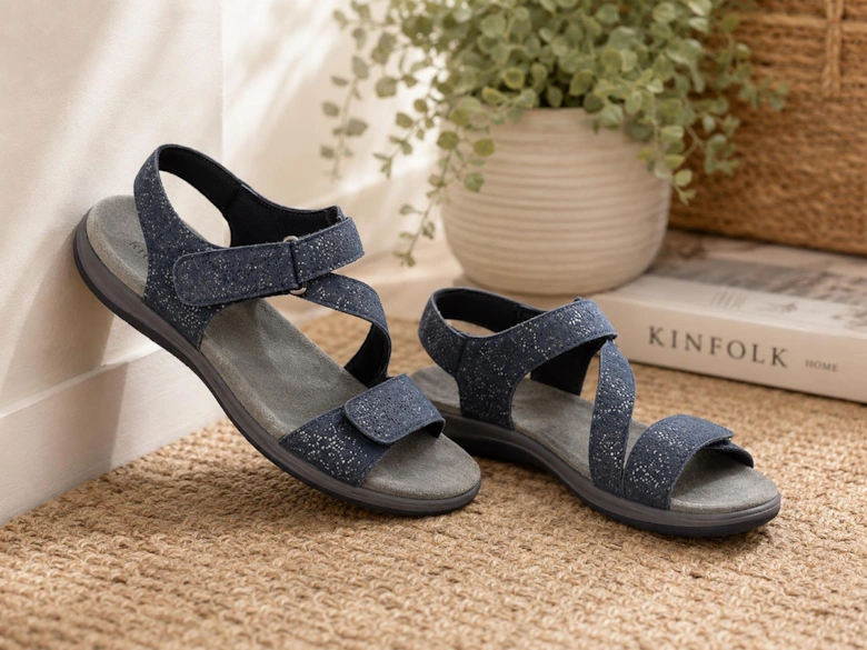 Mod Comfys GISELLE Womens Ankle Strap Sandals Navy
