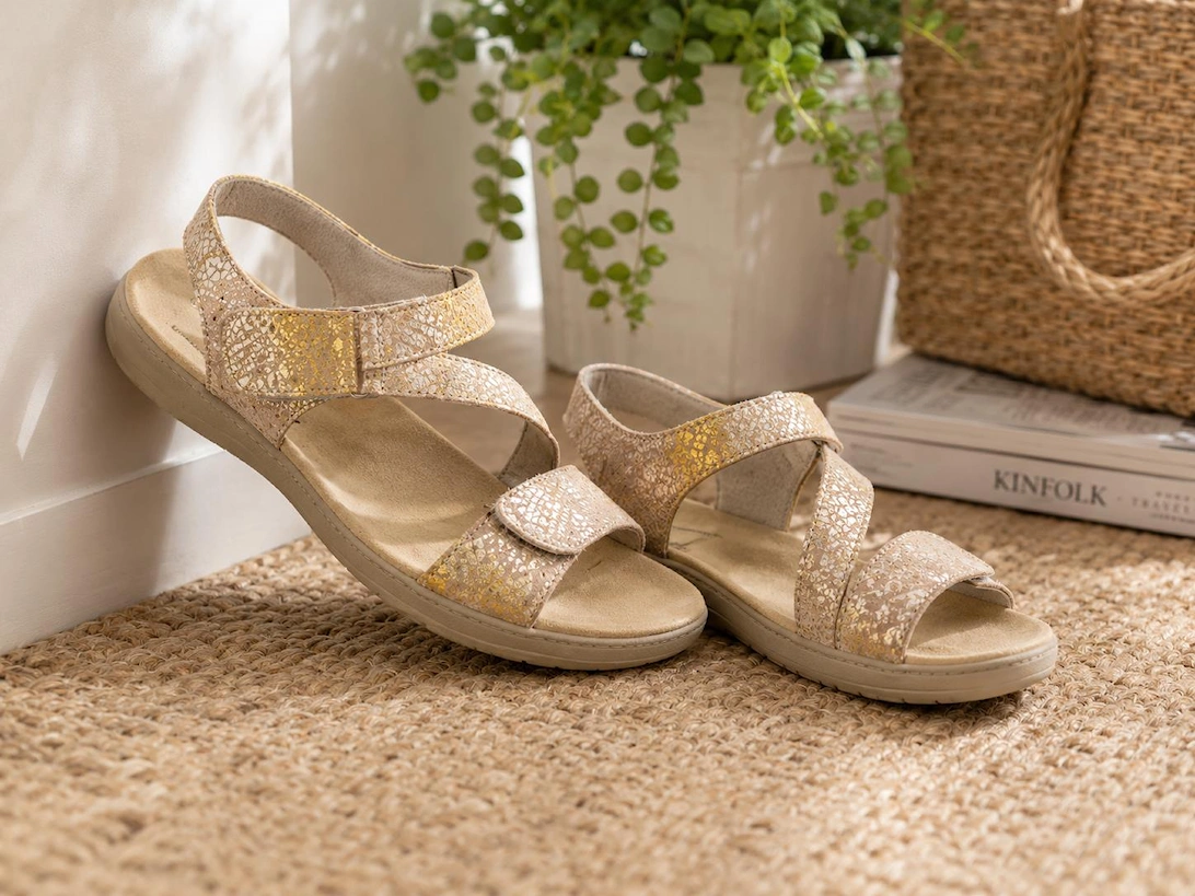 Mod Comfys GISELLE Womens Ankle Strap Sandals Beige