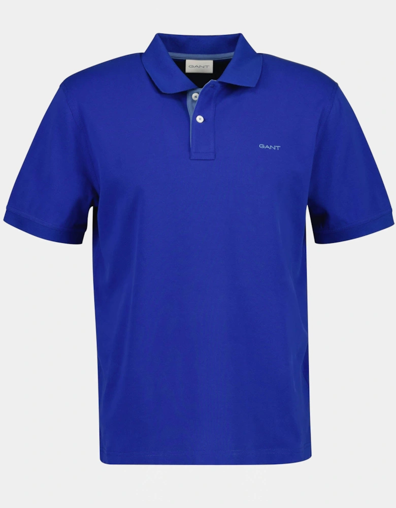 GANT Regular Fit Short Sleeve Contrast Pique Rugger - 435 Crisp Blue
