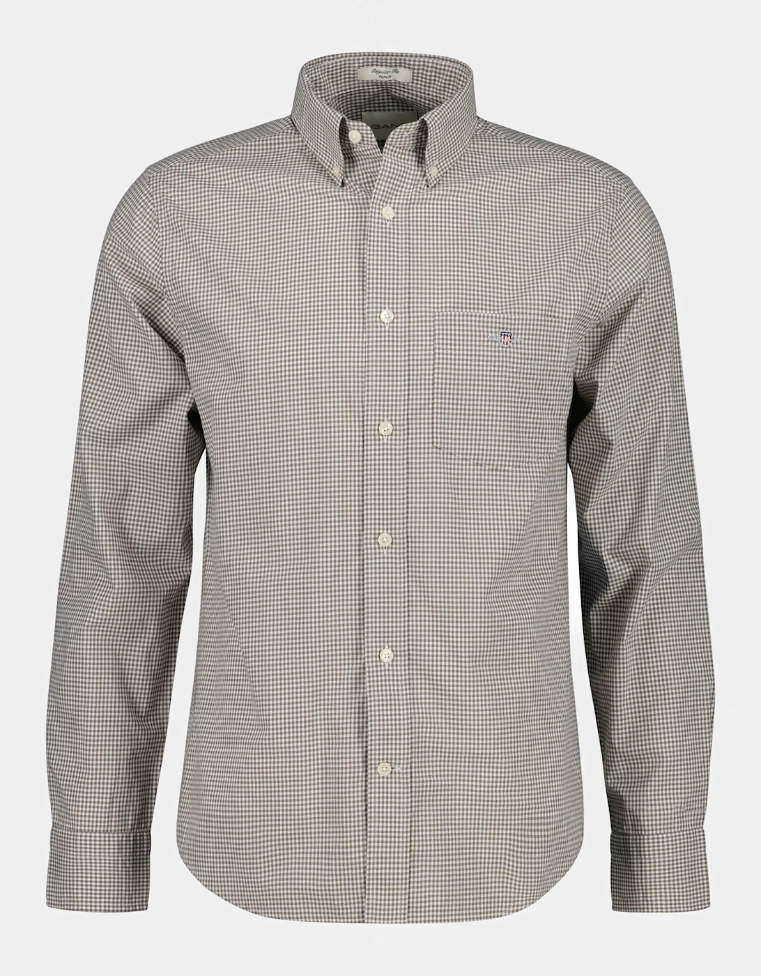 Gant Men's Grey Regular Fit Classic Poplin Gingham Shirt - 260 Faded Taupe  44/Regular Xxl