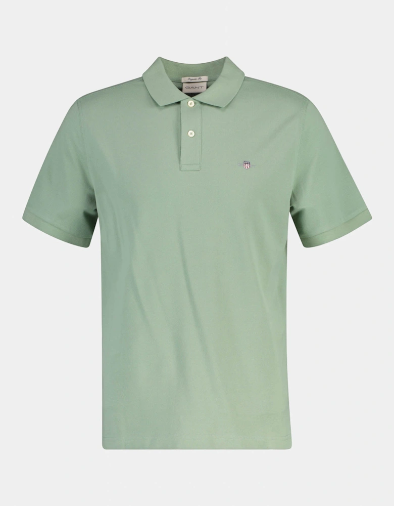 GANT Mens Regular Fit Short Sleeve Shield Logo Pique Polo - 308 Surplus Mint