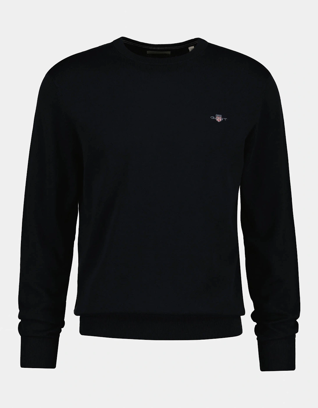 Gant Men's Black Classic Cotton Shield Logo Crew Neck Jumper - 5 - Size: 42