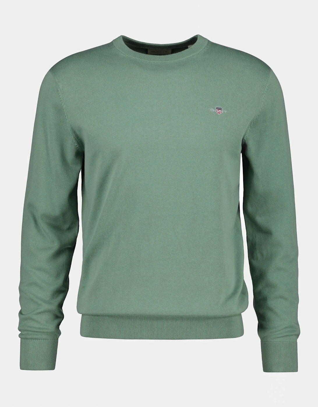 Gant Men's Green Classic Cotton Shield Logo Crew Neck Jumper - 308 Surplus Mint - Size: 40