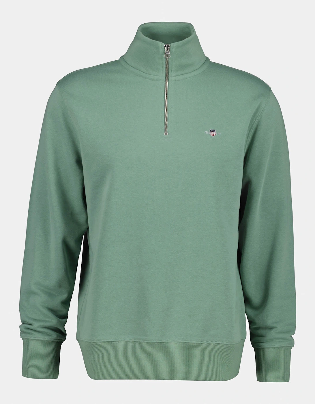 Gant Men's Green Regular Fit Shield Logo Half Zip Sweatshirt - 308 Surplus Mint - Size: 40