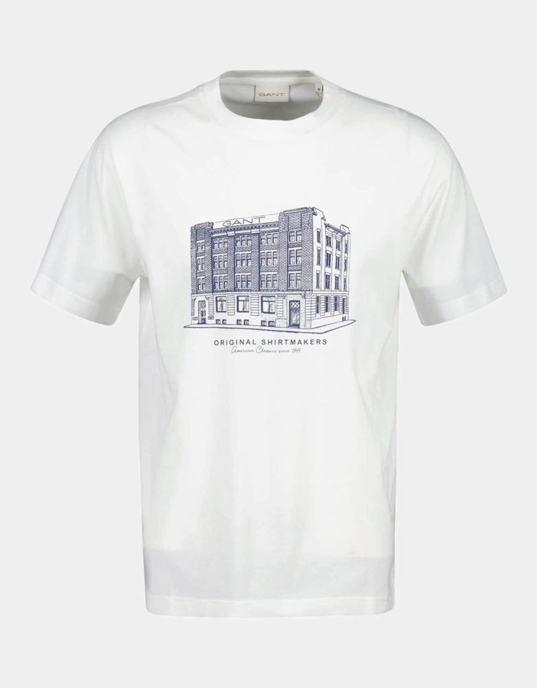 GANT Mens Factory Graphic Short Sleeve T-Shirt - 113 Eggshell