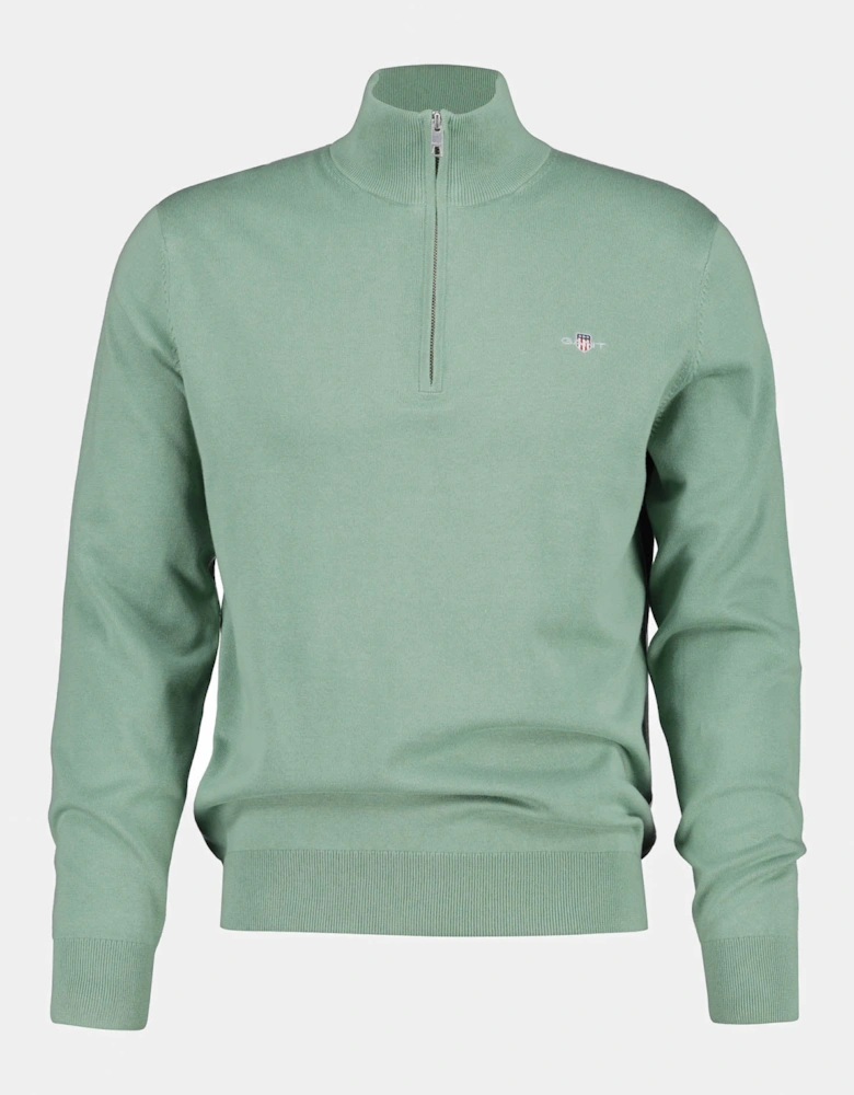 GANT Mens Classic Cotton Shield Logo Half Zip Jumper - 308 Surplus Mint