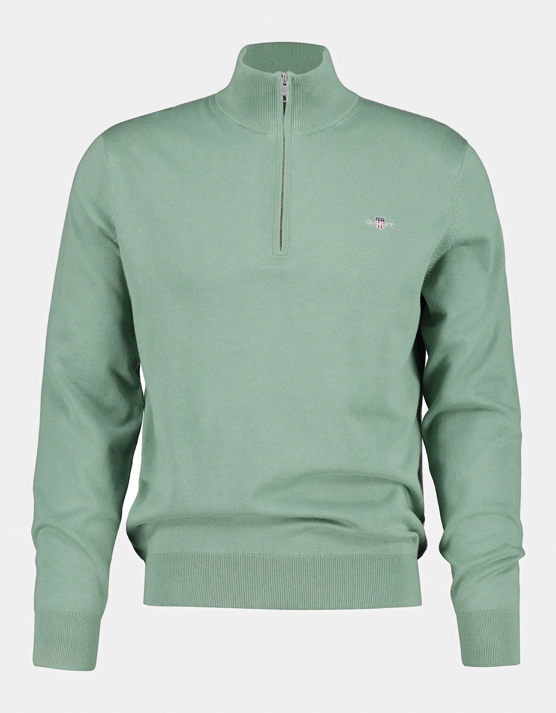 GANT Mens Classic Cotton Shield Logo Half Zip Jumper - 308 Surplus Mint