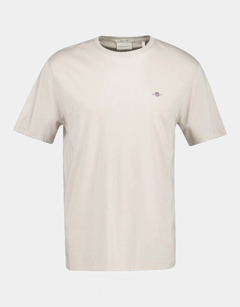 GANT Mens Regular Fit Short Sleeve Shield Logo T-Shirt - 215 Clay Beige