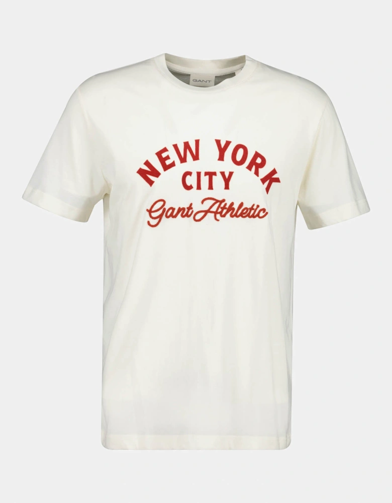 GANT Mens Logo Graphic Short Sleeve T-Shirt - 130 Cream