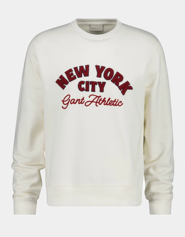 GANT Mens NYC Graphic Crew Neck Sweatshirt - 130 Cream
