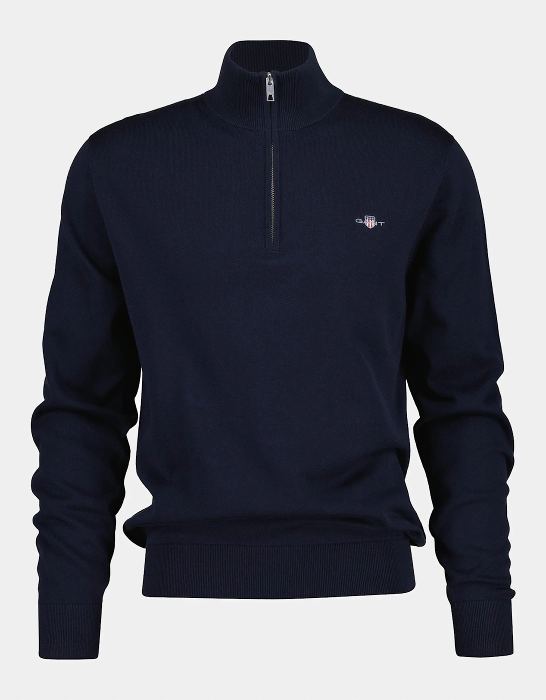 Gant Men's Navy Classic Cotton Shield Logo Half Zip Jumper - 433 Evening Blue - Size: 42