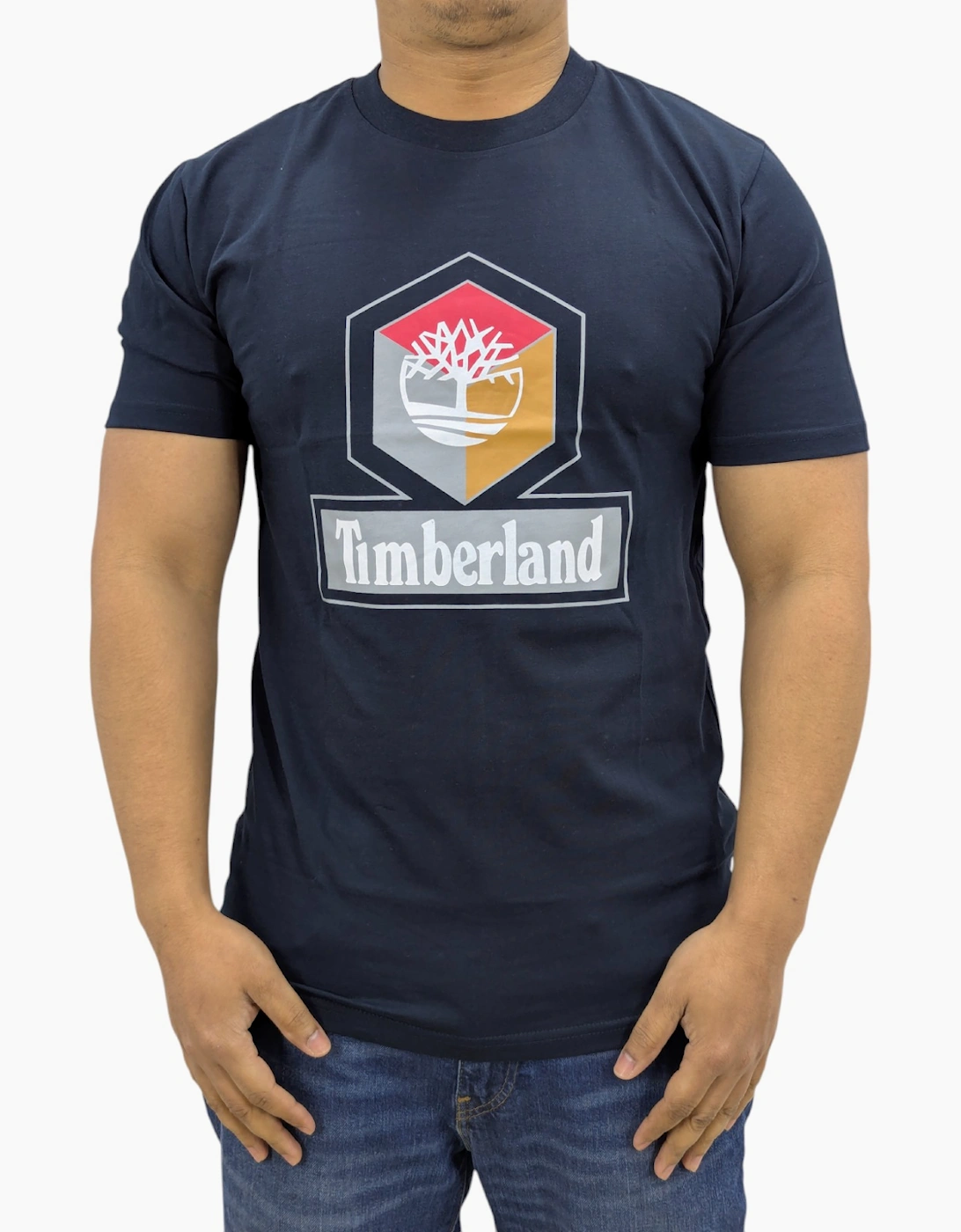 Timberland Cube Print Logo Mens T Shirts Crew Neck Pullover Casual Cotton Tee