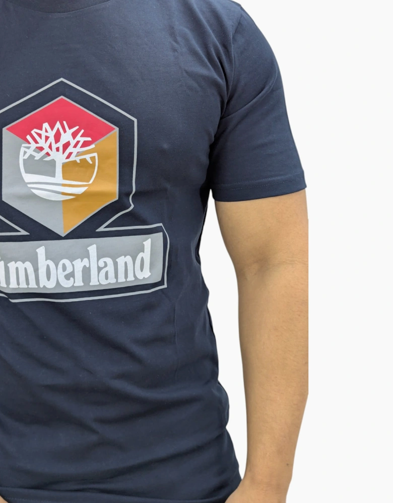 Timberland Cube Print Logo Mens T Shirts Crew Neck Pullover Casual Cotton Tee