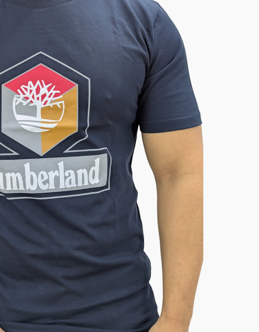 Timberland Cube Print Logo Mens T Shirts Crew Neck Pullover Casual Cotton Tee