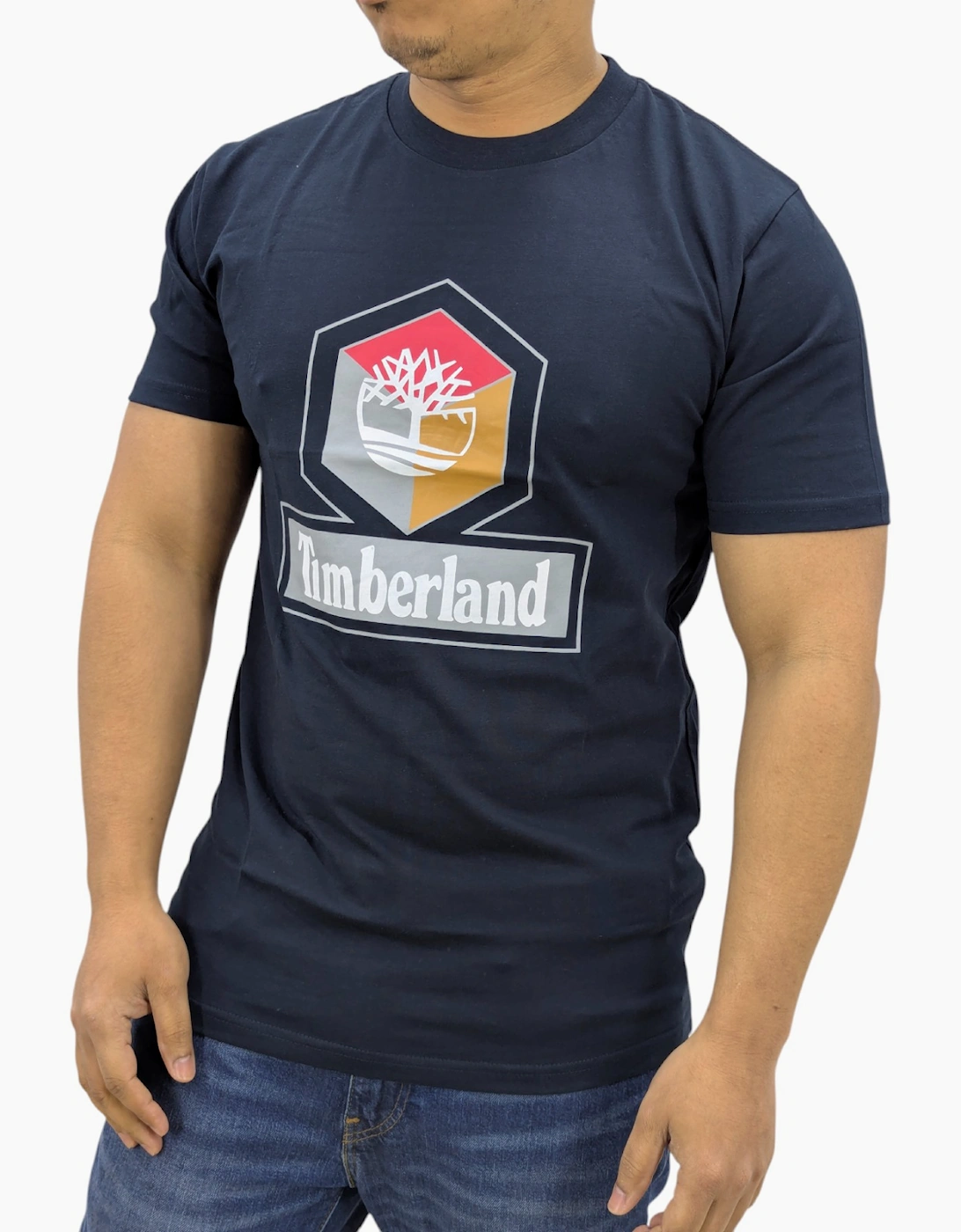 Timberland Cube Print Logo Mens T Shirts Crew Neck Pullover Casual Cotton Tee
