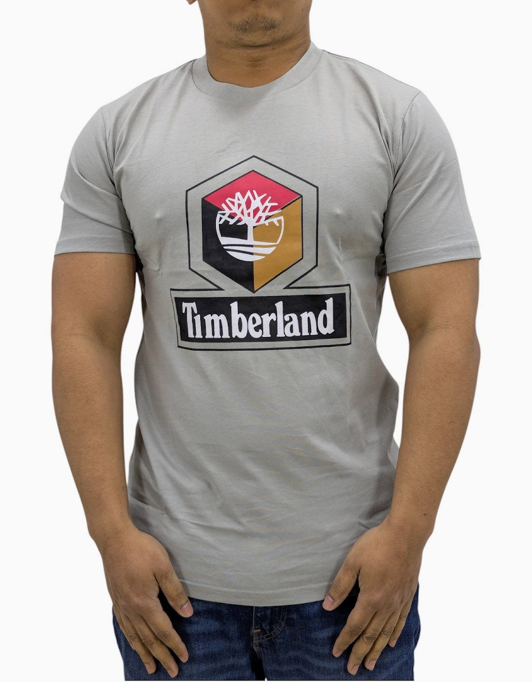 Timberland Cube Print Logo Mens T Shirts Crew Neck Pullover Casual Cotton Tee