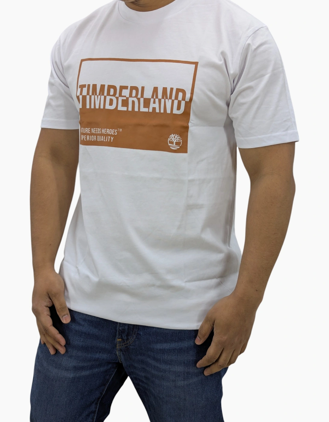 Timberland Mens T Shirts Print Logo Crew Neck Pullover Short Sleeve Cotton New