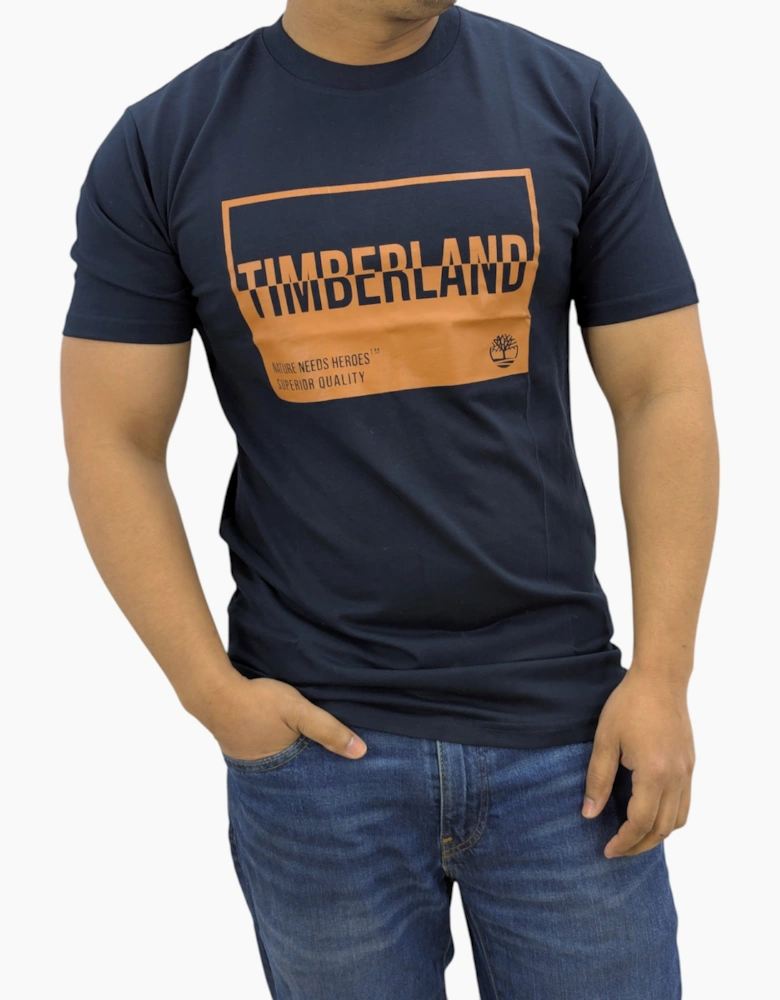 Timberland Mens T Shirts Print Logo Crew Neck Pullover Short Sleeve Cotton New