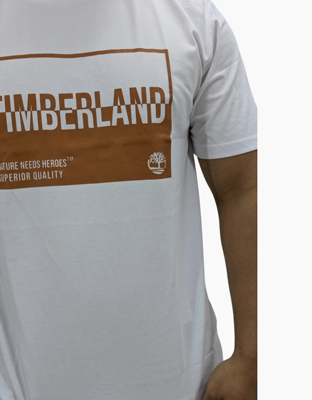 Timberland Mens T Shirts Print Logo Crew Neck Pullover Short Sleeve Cotton New