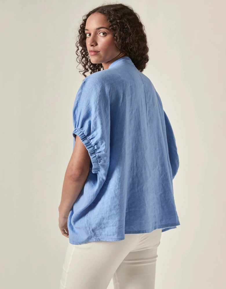 Relaxed Blue Linen Blouse