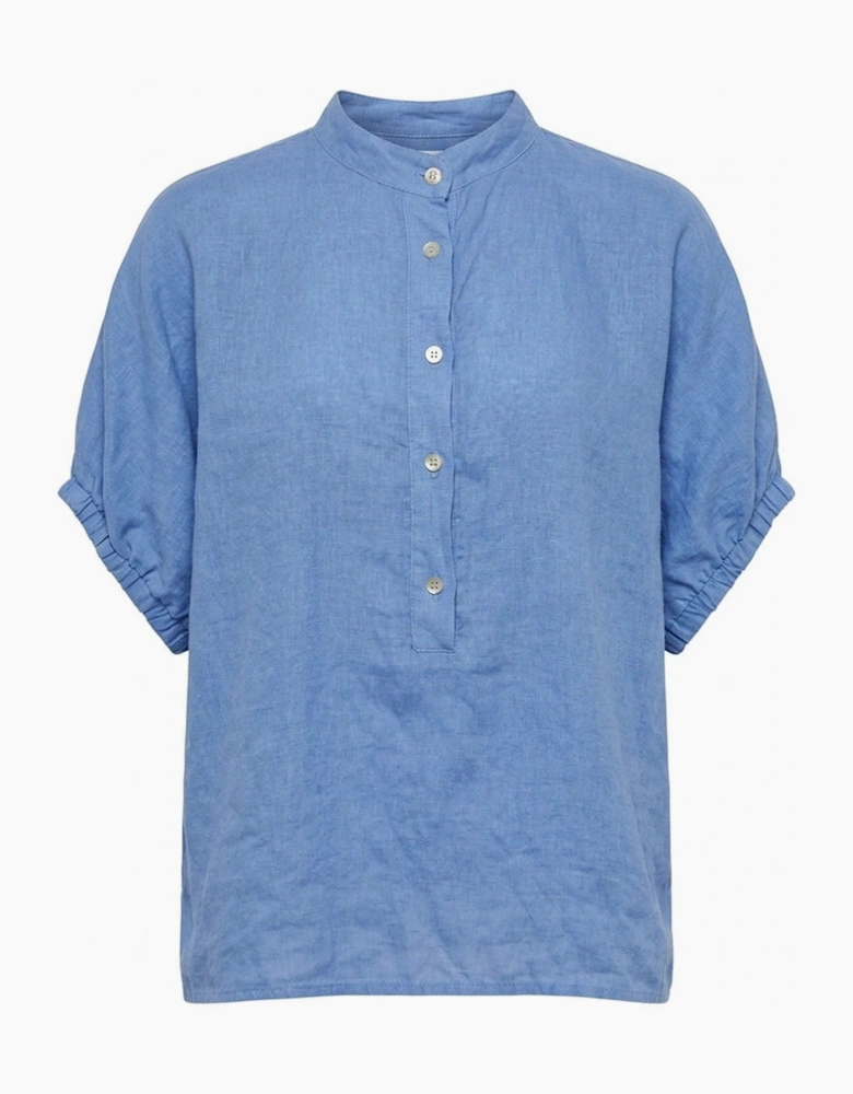 Relaxed Blue Linen Blouse