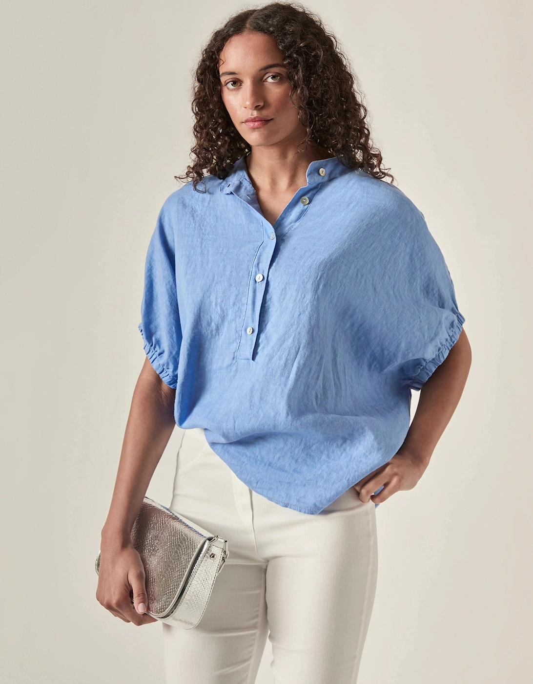 Relaxed Blue Linen Blouse