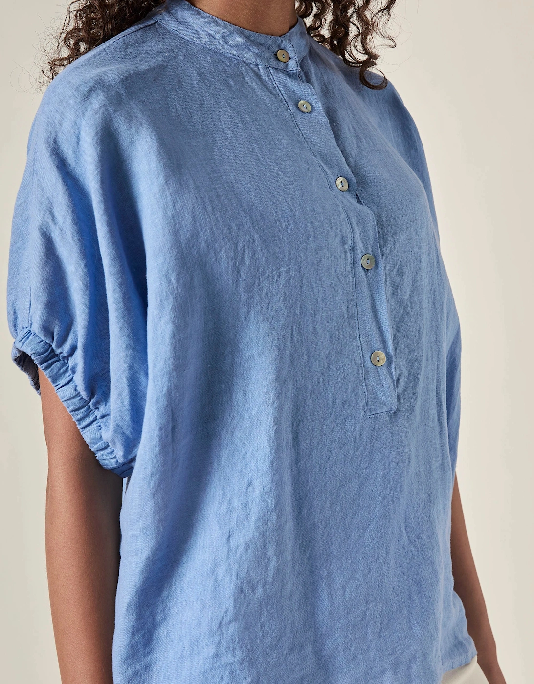 Relaxed Blue Linen Blouse