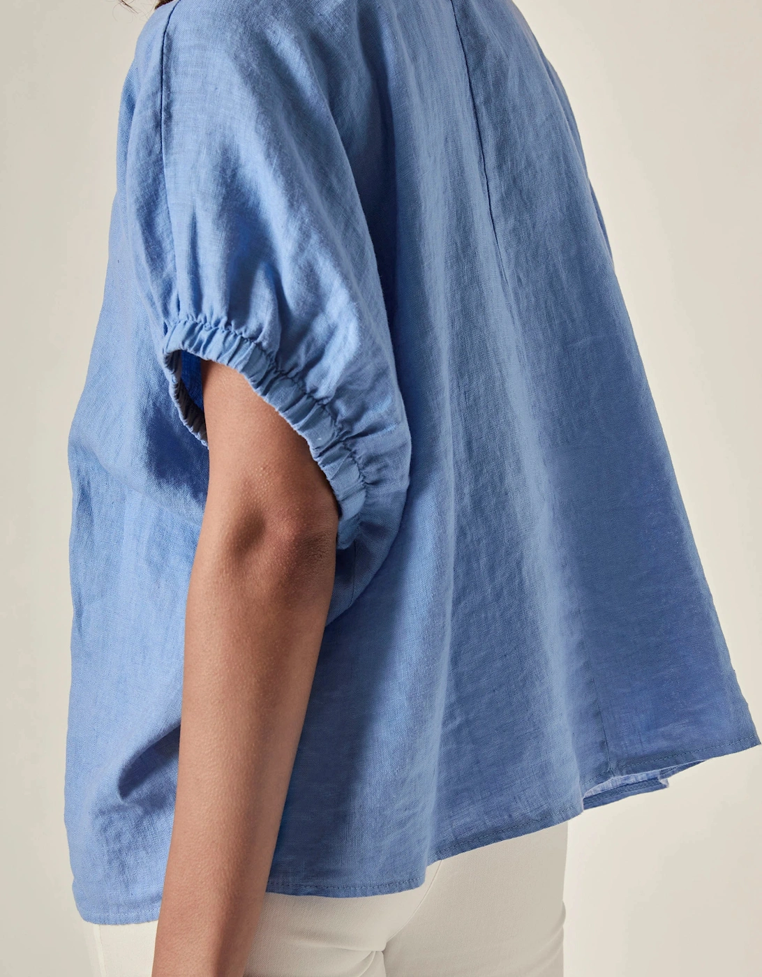 Relaxed Blue Linen Blouse