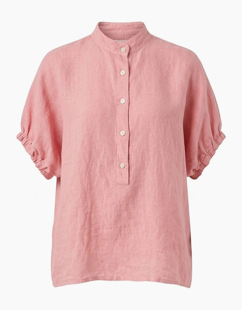 Relaxed Pink Linen Blouse