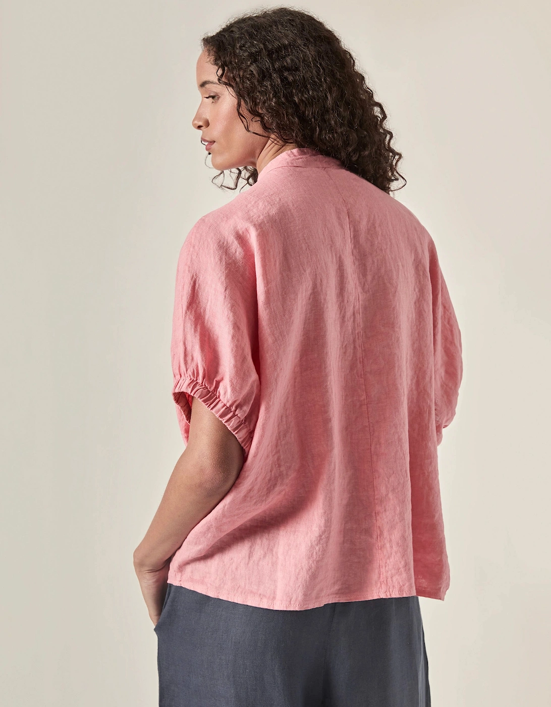 Relaxed Pink Linen Blouse