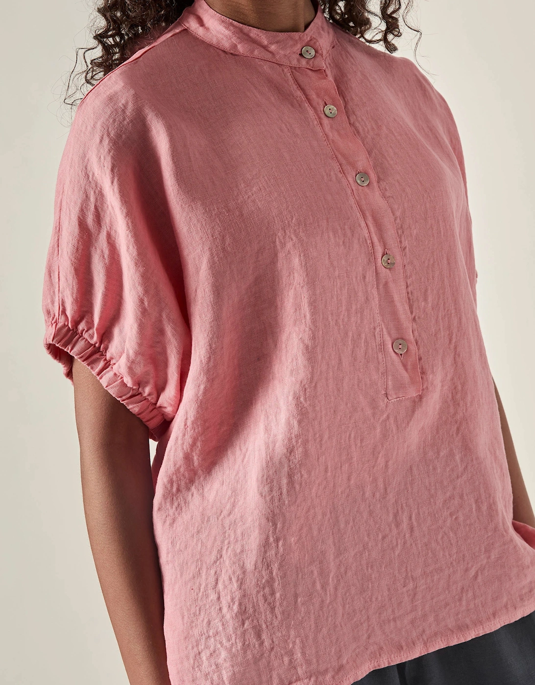 Relaxed Pink Linen Blouse