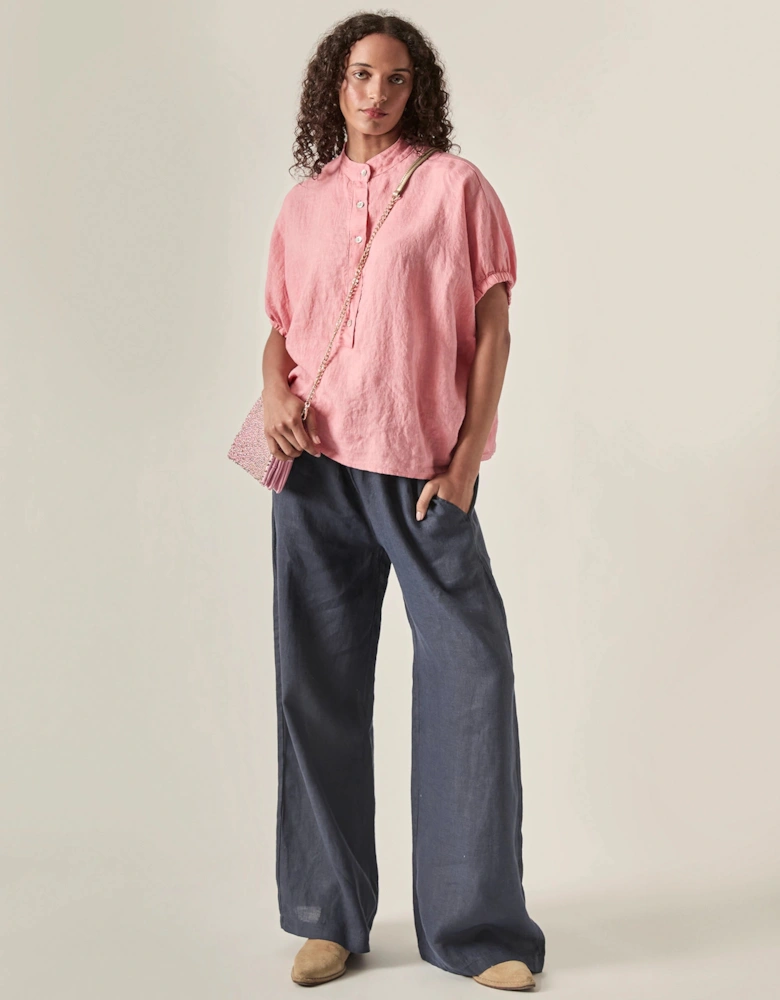 Relaxed Pink Linen Blouse