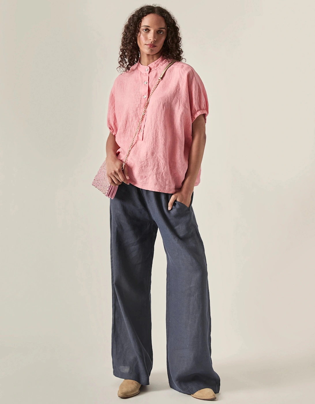Relaxed Pink Linen Blouse