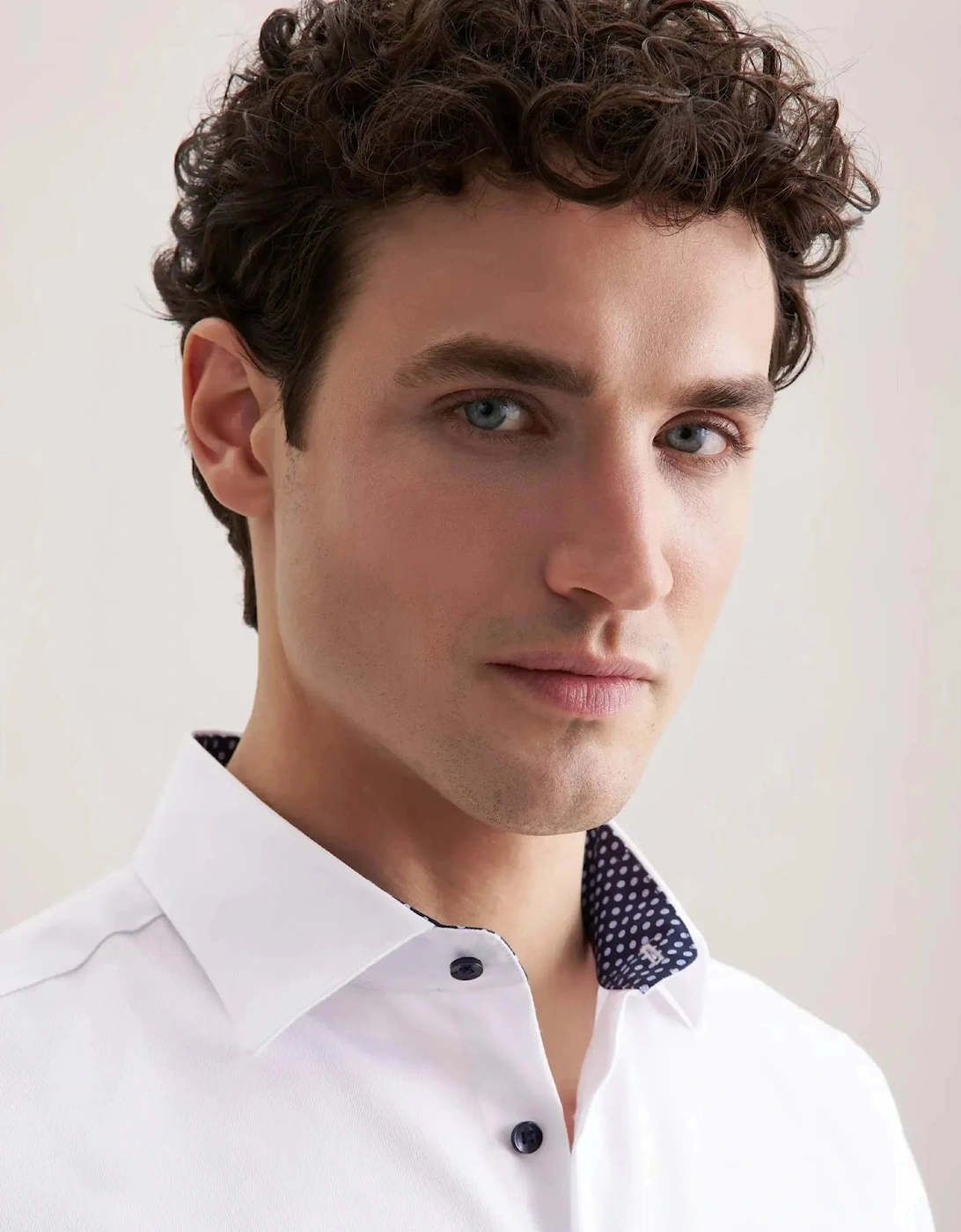 Slim Fit No Iron Contrast Kent Collar Business Shirt White
