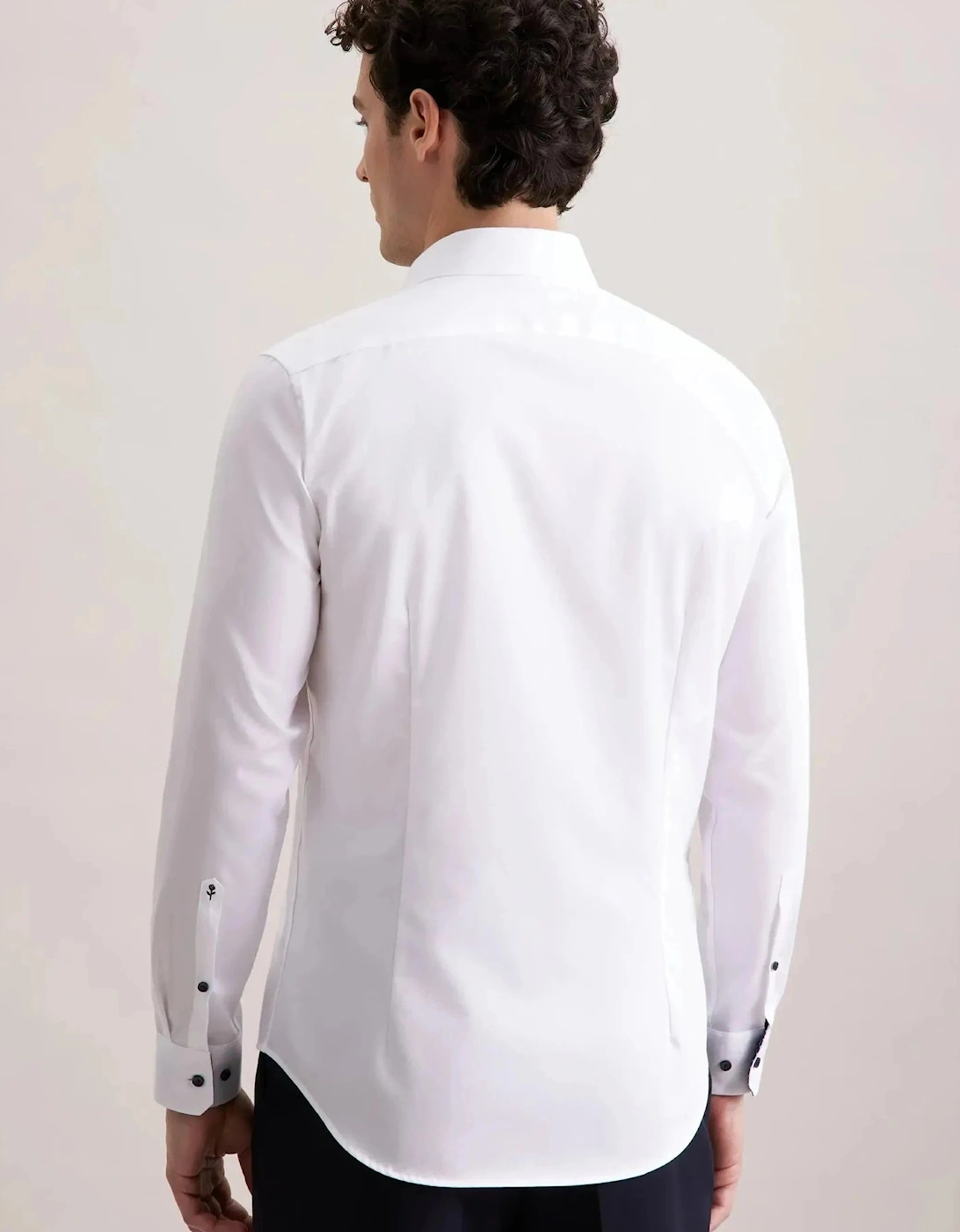 Slim Fit No Iron Contrast Kent Collar Business Shirt White