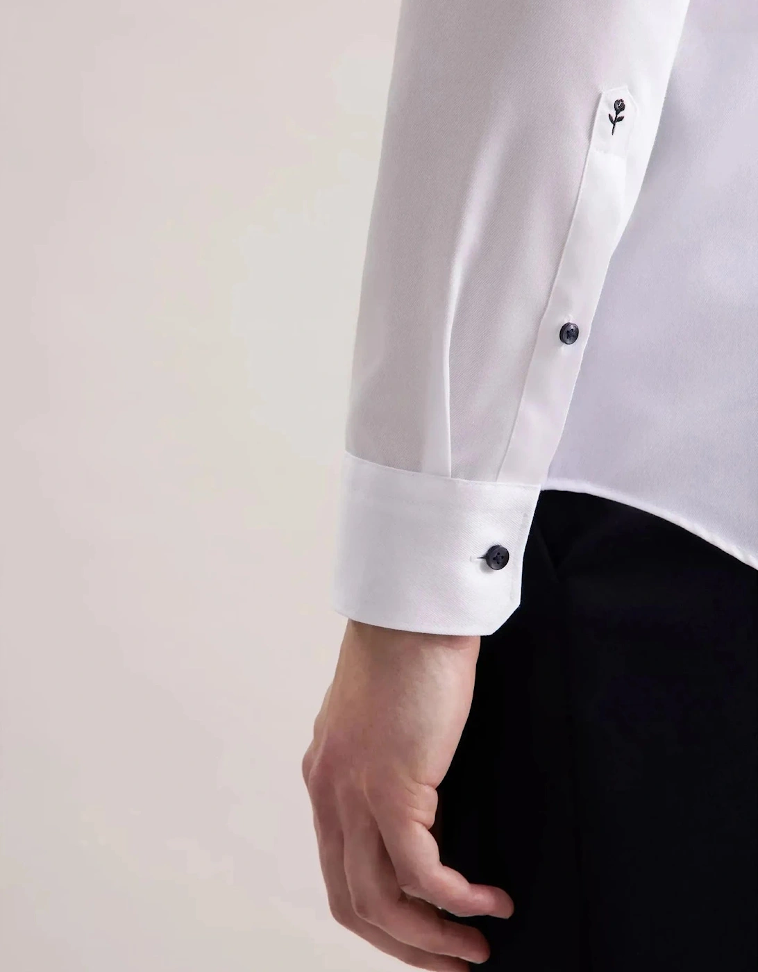 Slim Fit No Iron Contrast Kent Collar Business Shirt White