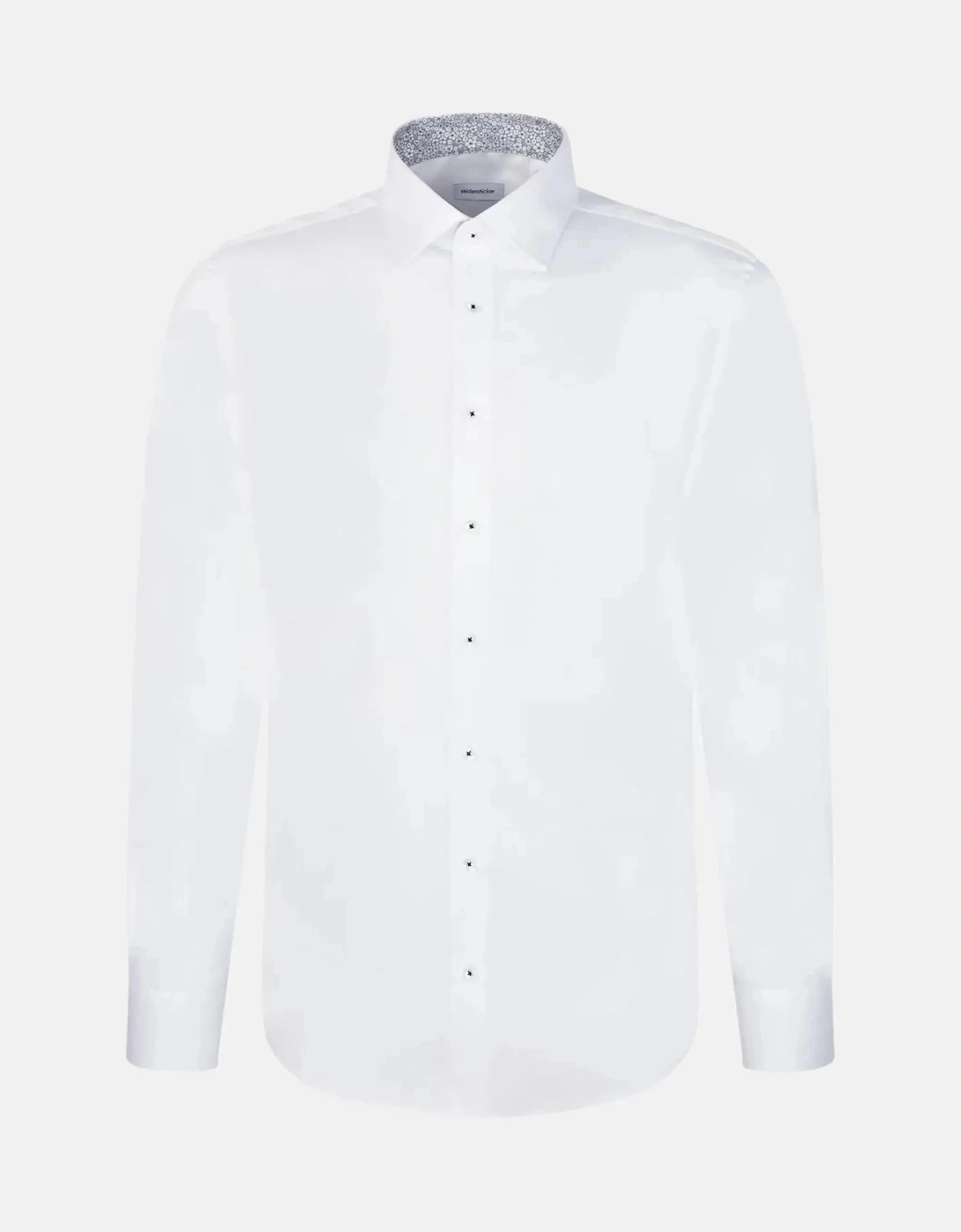 Slim Fit Easy Iron Business Kent Contrast Patch Business Shirt White