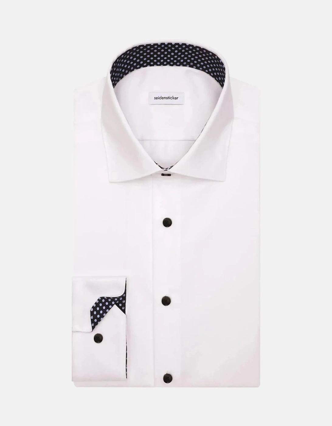 Slim Fit No Iron Contrast Kent Collar Business Shirt White