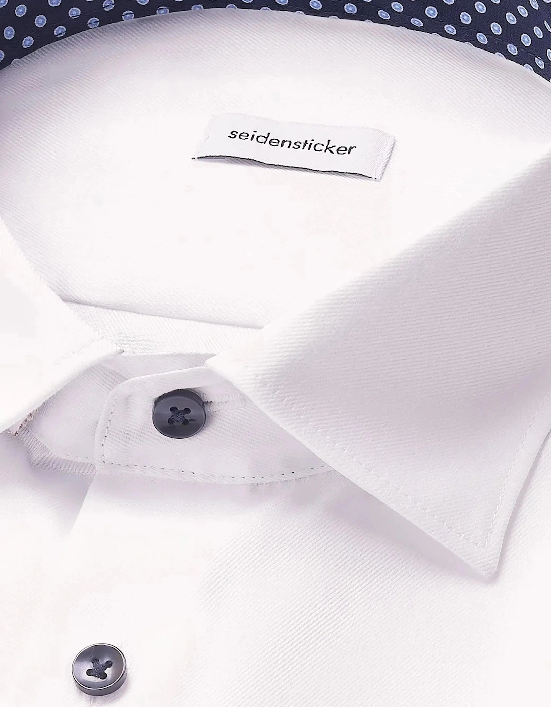 Slim Fit No Iron Contrast Kent Collar Business Shirt White