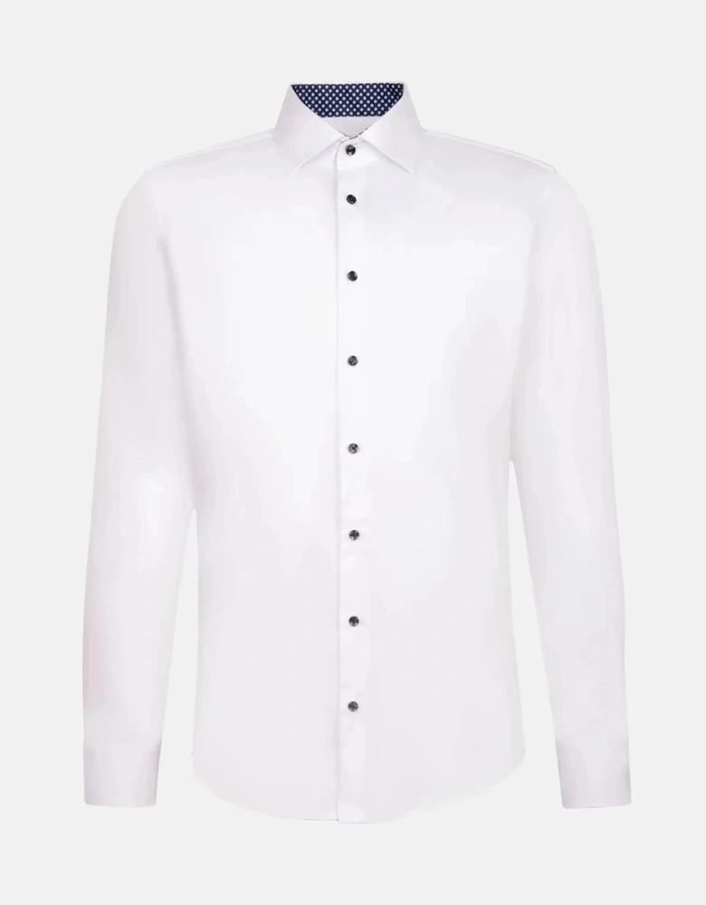 Slim Fit No Iron Contrast Kent Collar Business Shirt White
