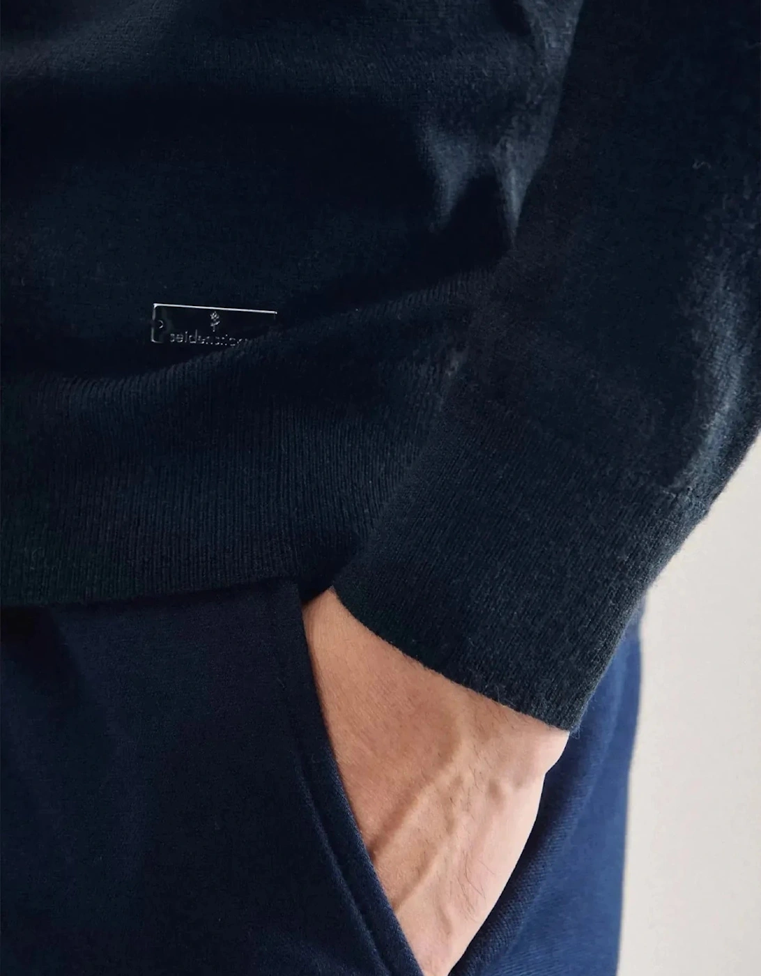 Merino Wool Roll Neck Knit Dark Blue