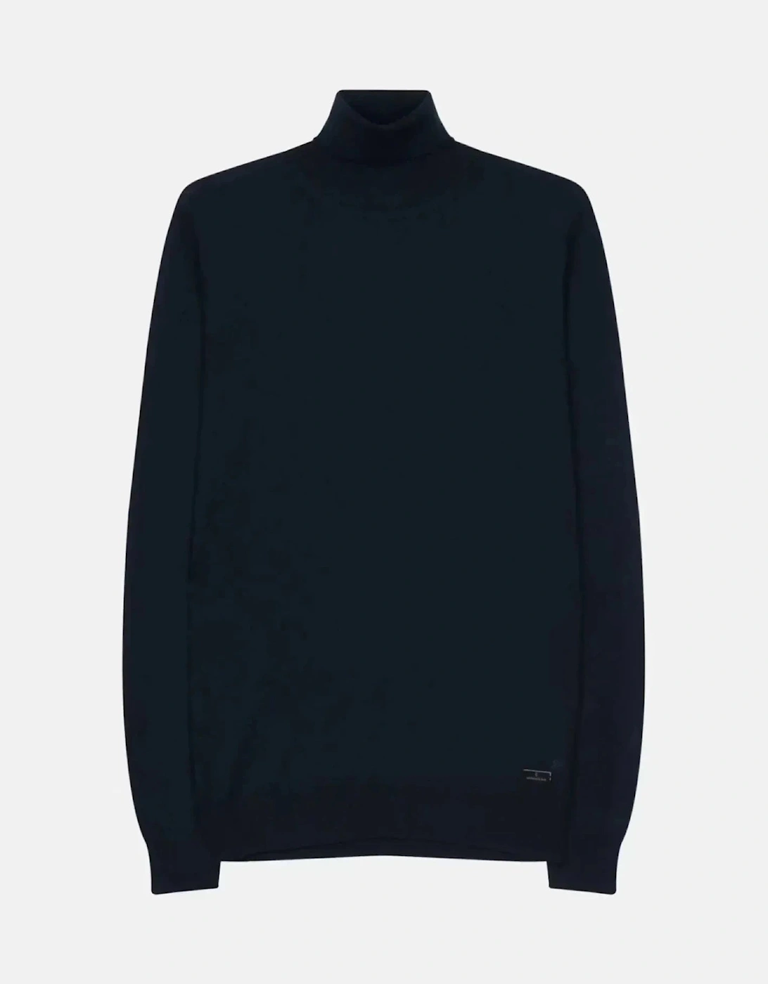 Merino Wool Roll Neck Knit Dark Blue