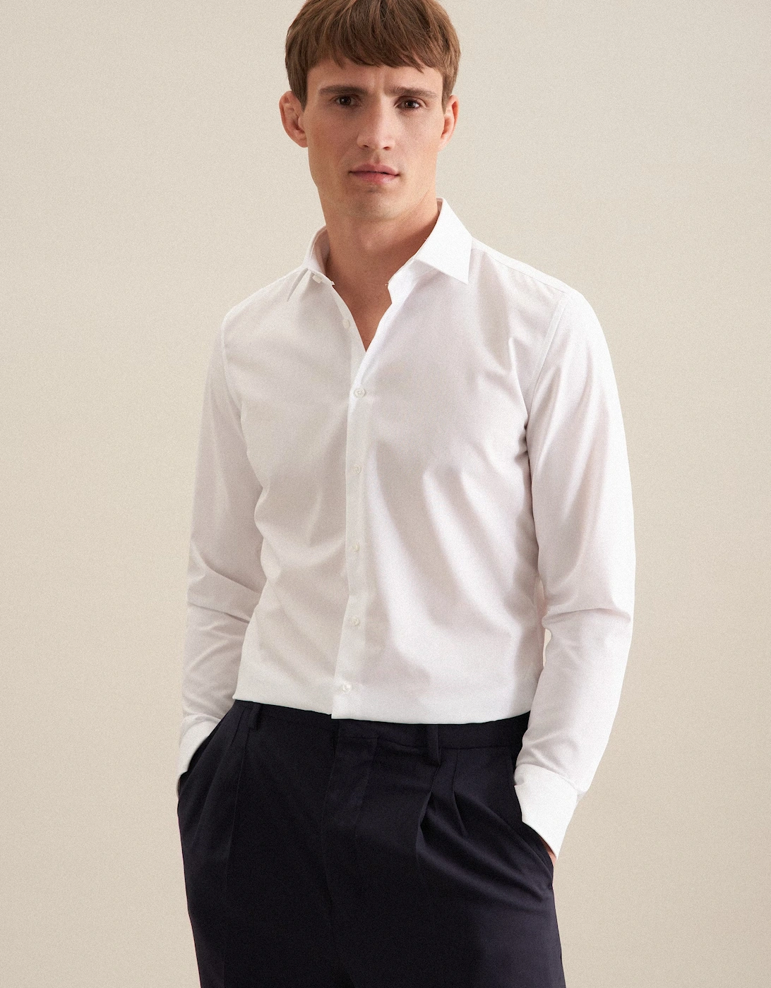 Shaped Fit No Iron Kent Collar Business Shirt White, 10 of 9