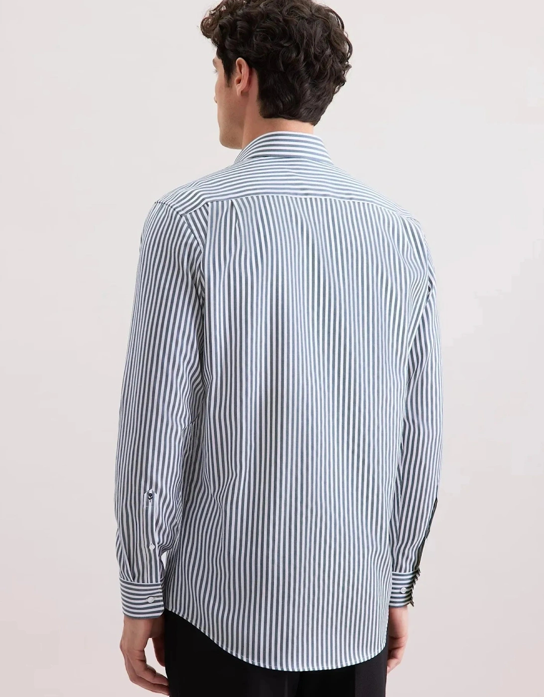 Regular Fit No Iron New Kent Striped Business Shirt Dark Teal