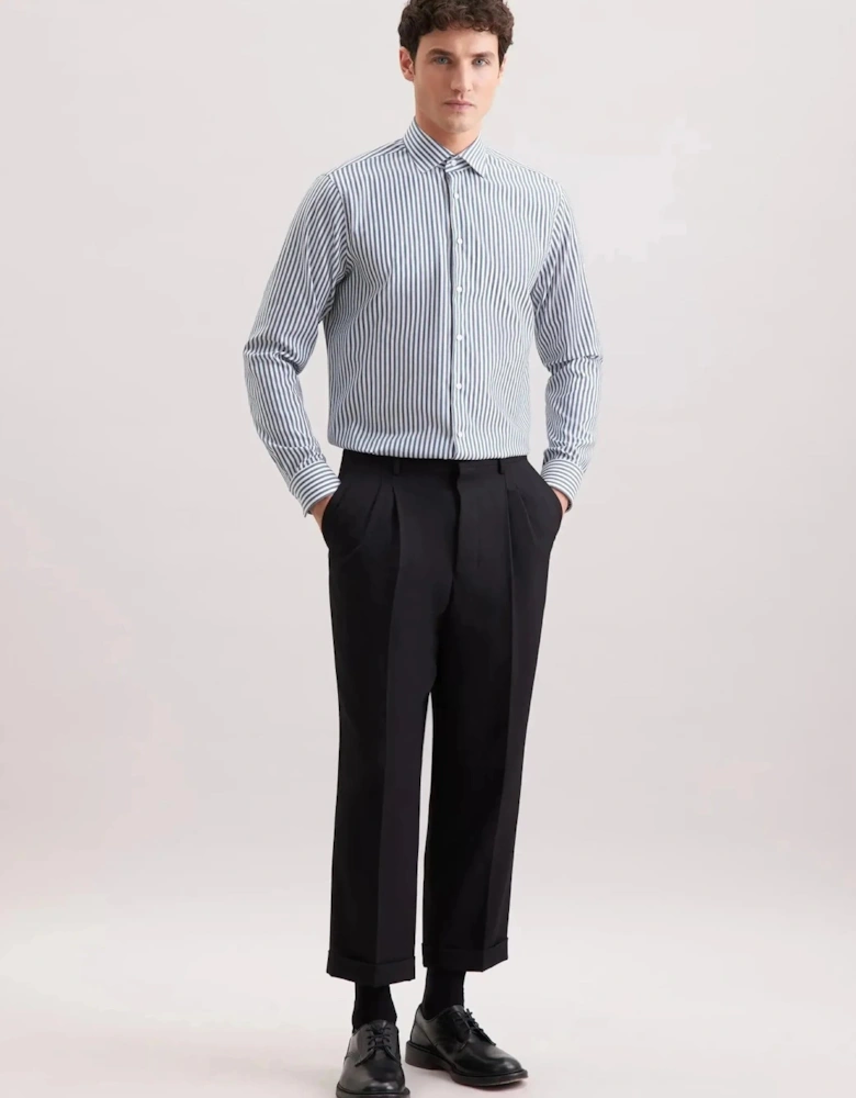 Regular Fit No Iron New Kent Striped Business Shirt Dark Teal
