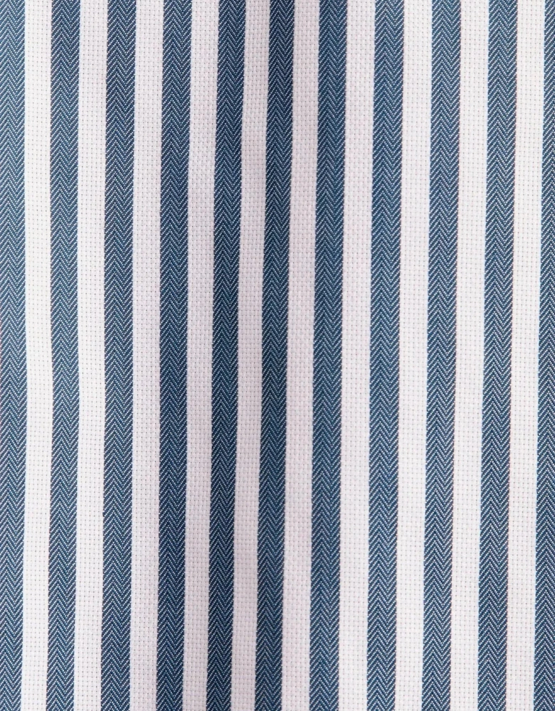 Regular Fit No Iron New Kent Striped Business Shirt Dark Teal